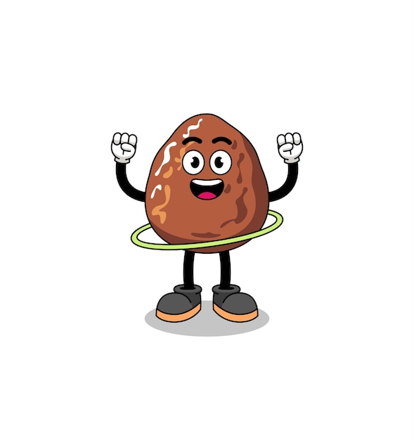 Character Illustration of date fruit playing hula hoop character design