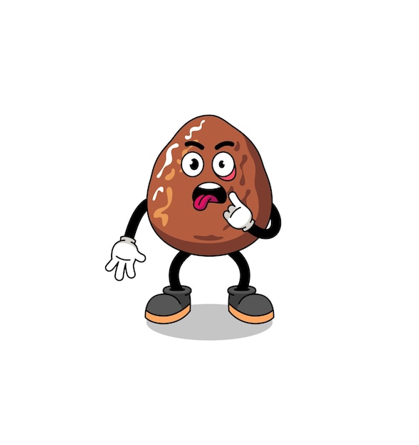 Character Illustration of date fruit with tongue sticking out character design