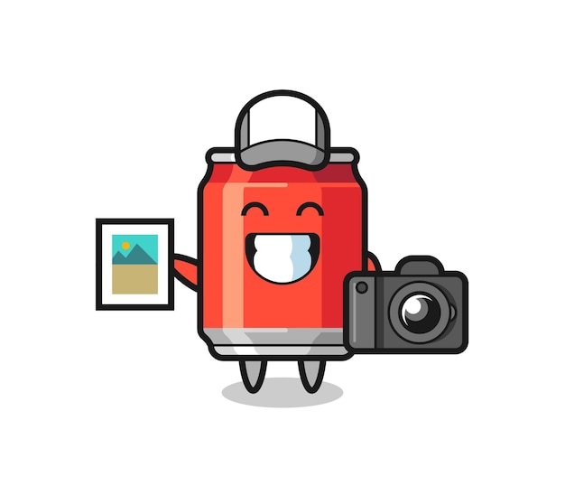 Character Illustration of drink can as a photographer