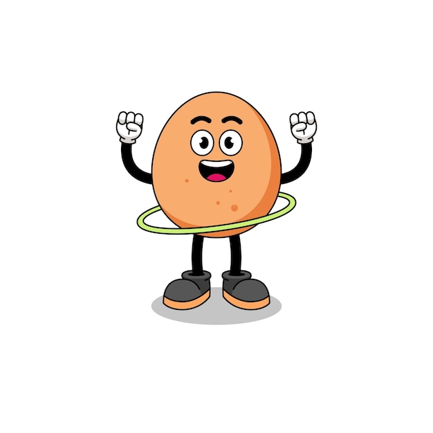 Character illustration of egg playing hula hoop character design