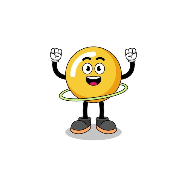 Character Illustration of egg yolk playing hula hoop