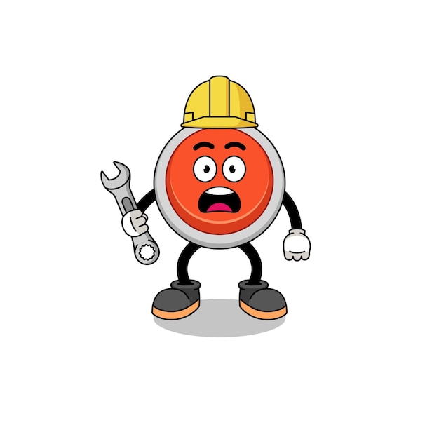 Character Illustration of emergency button with 404 error