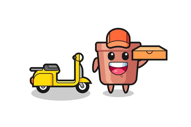 Character Illustration of flowerpot as a pizza deliveryman