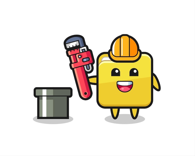 Character illustration of folder as a plumber