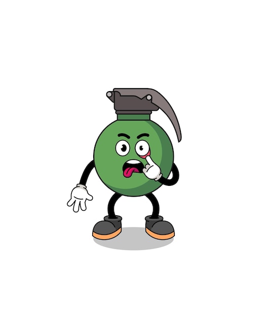 Character Illustration of grenade with tongue sticking out