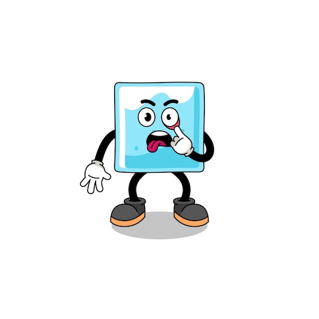 Character Illustration of ice block with tongue sticking out character design