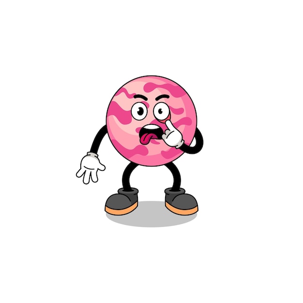 Character illustration of ice cream scoop with tongue sticking out