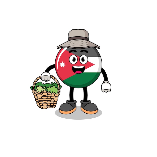 Character Illustration of jordan flag as a herbalist