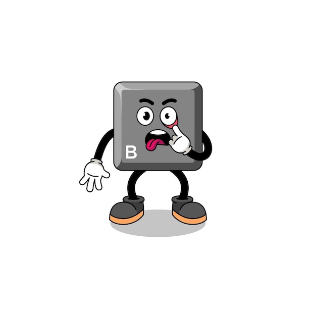 Character Illustration of keyboard B key with tongue sticking out