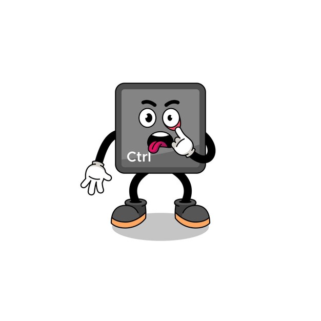 Character Illustration of keyboard control button with tongue sticking out character design