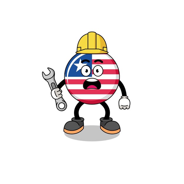 Vector character illustration of liberia flag with 404 error