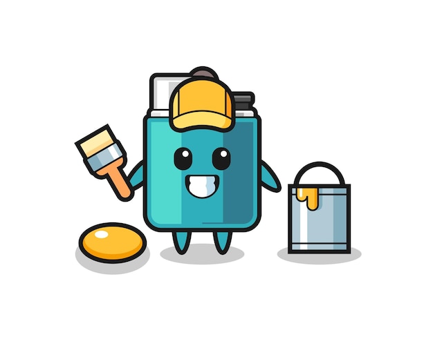 Character Illustration of lighter as a painter , cute design