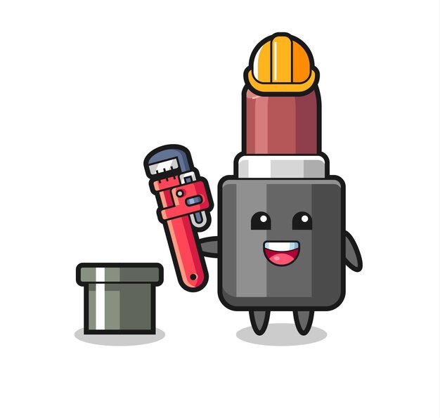 Character Illustration of lipstick as a plumber