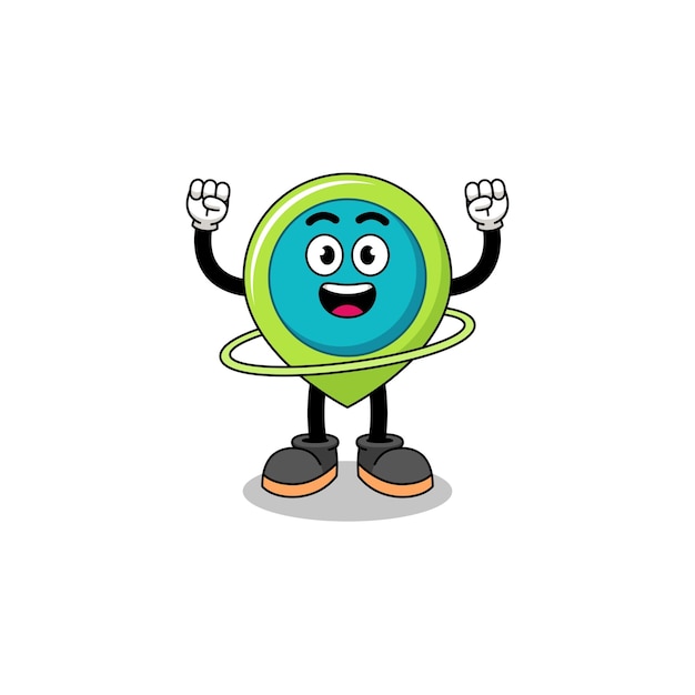 Character Illustration of location symbol playing hula hoop