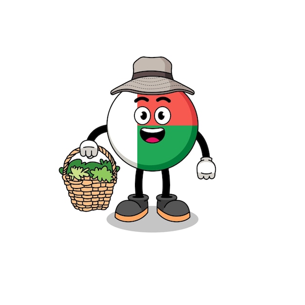 Character Illustration of madagascar flag as a herbalist