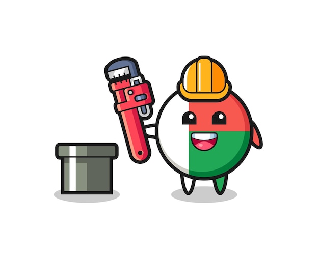 Character Illustration of madagascar flag badge as a plumber