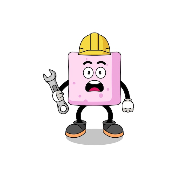 Character Illustration of marshmallow with 404 error character design