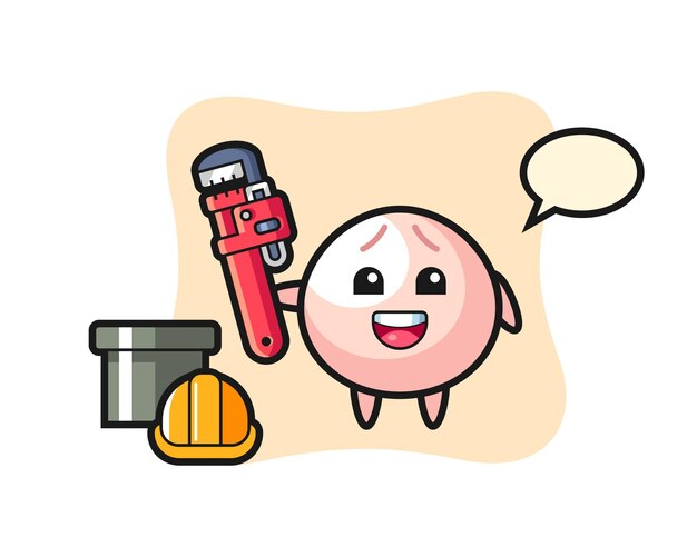Character Illustration of meat bun as a plumber