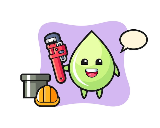 Character illustration of melon juice drop as a plumber