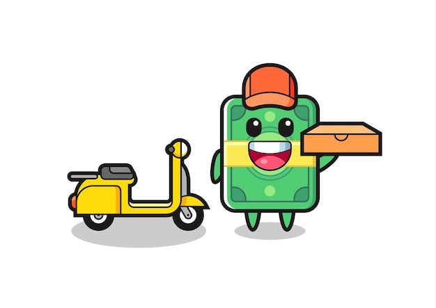 Character Illustration of money as a pizza deliveryman
