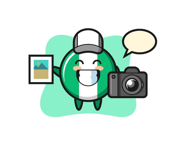 Character Illustration of nigeria flag badge as a photographer