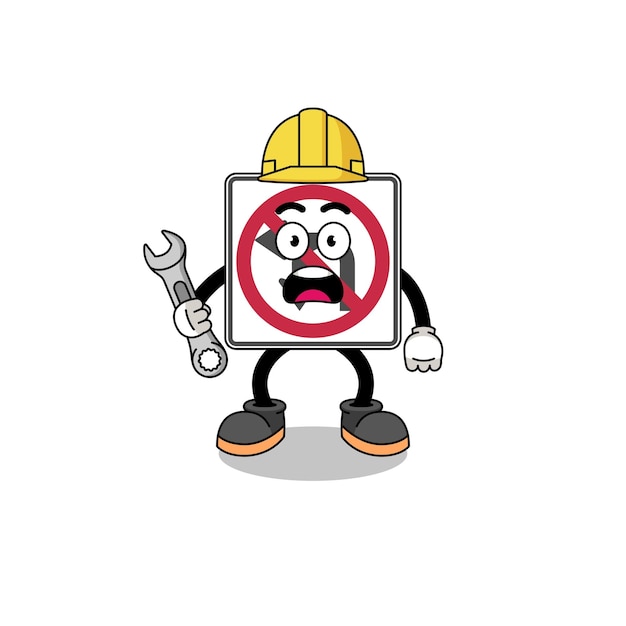 Character Illustration of no left or U turn road sign with 404 error