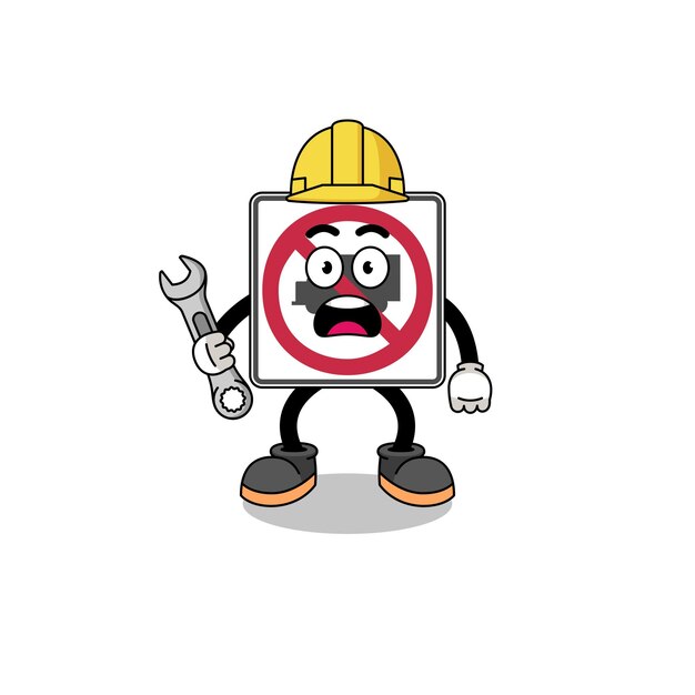 404 エラーのトラック禁止道路標識のキャラクター イラスト