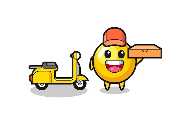 Персонаж иллюстрация яичного желтка в качестве доставщика пиццы