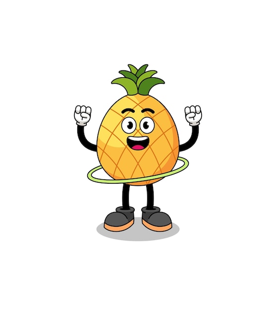 Character Illustration of pineapple playing hula hoop