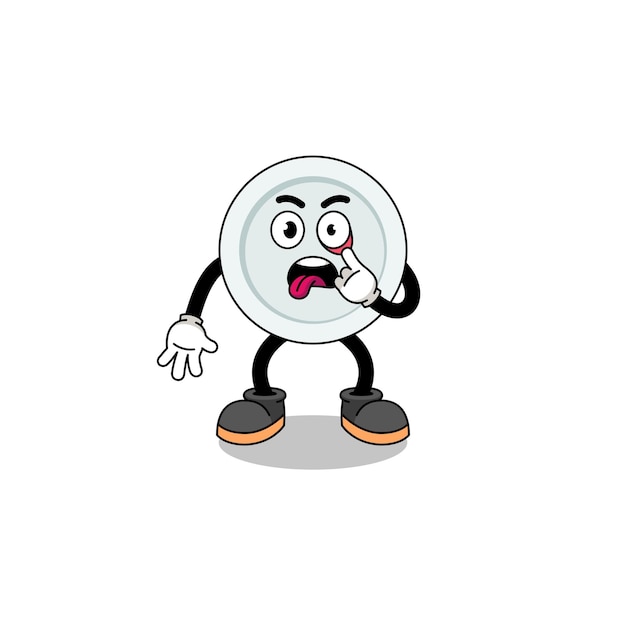 Character illustration of plate with tongue sticking out