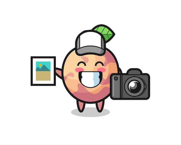 Vector character illustration of pluot fruit as a photographer