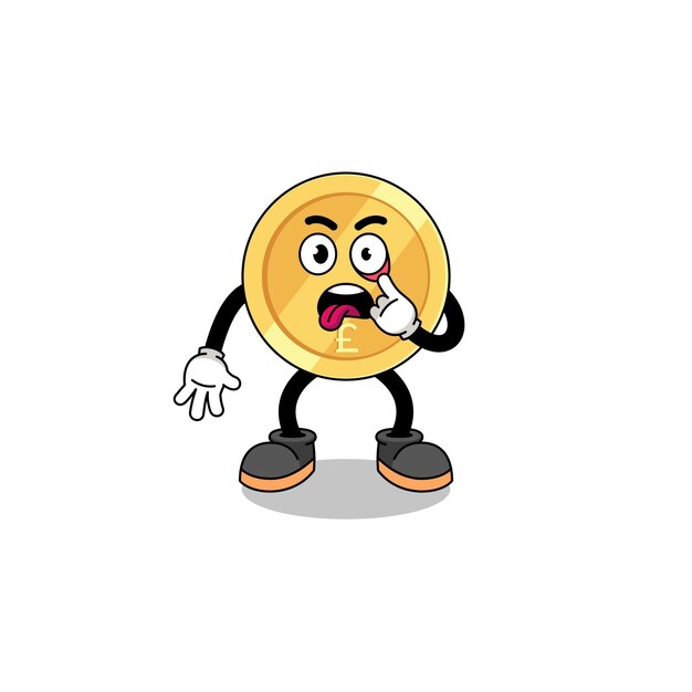 Character Illustration of pound sterling with tongue sticking out