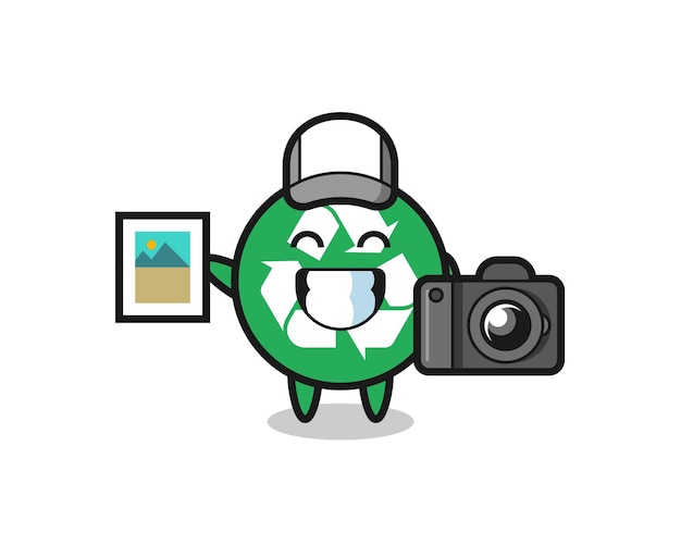 Character Illustration of recycling as a photographer