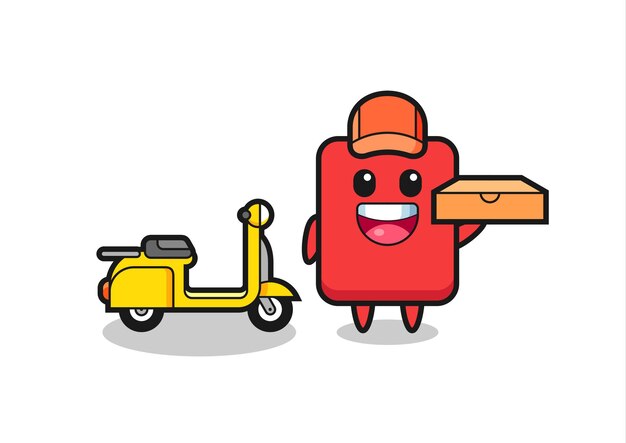 Character Illustration of red card as a pizza deliveryman