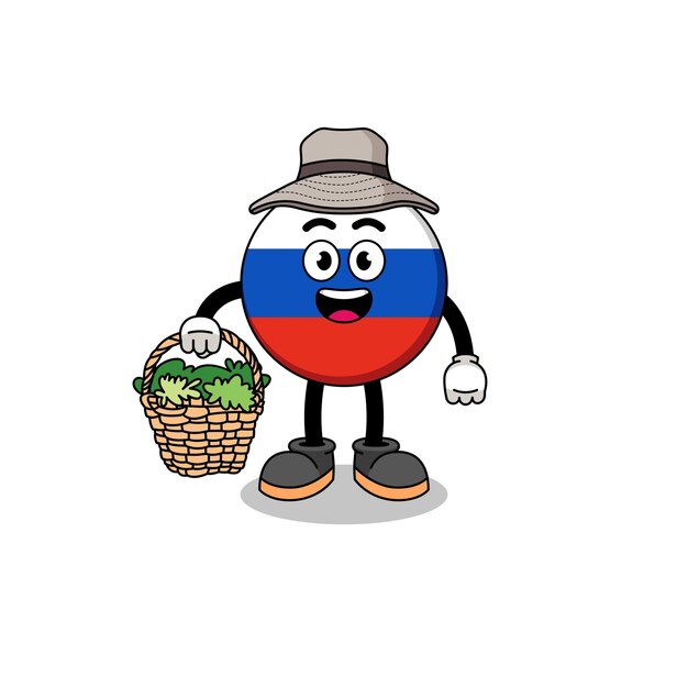 Character Illustration of russia flag as a herbalist character design