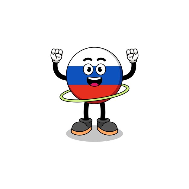 Character Illustration of russia flag playing hula hoop character design