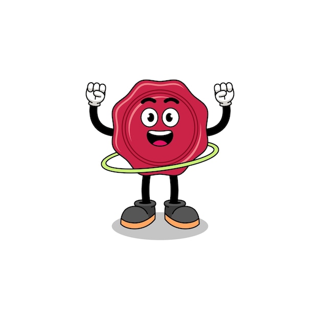 Character Illustration of sealing wax playing hula hoop