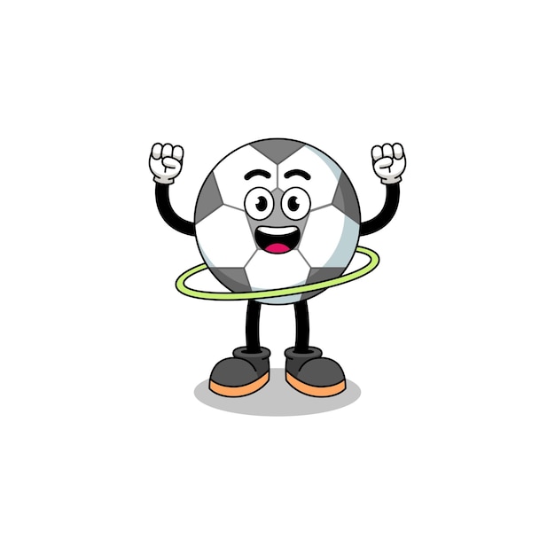 Character illustration of soccer ball playing hula hoop character design