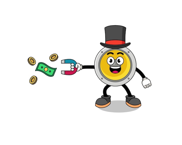 Character Illustration of speaker catching money with a magnet