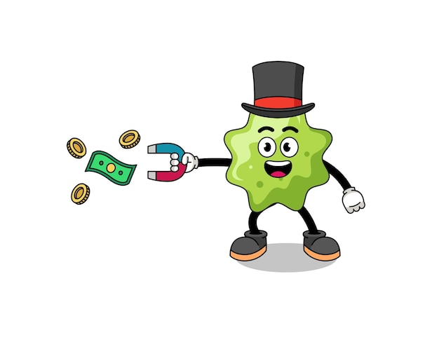 Character Illustration of splat catching money with a magnet