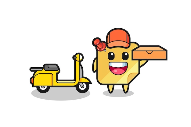 Character Illustration of sticky note as a pizza deliveryman