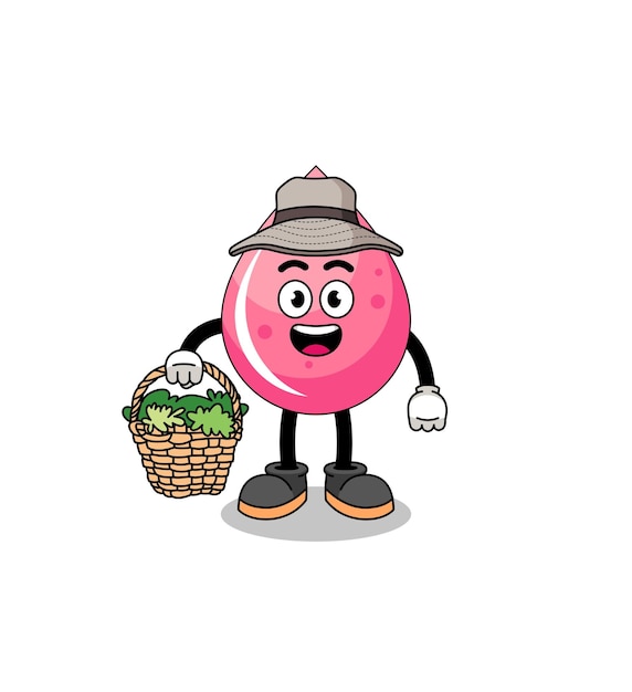 Character Illustration of strawberry juice as a herbalist