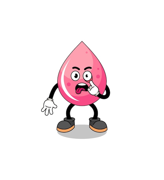 Character Illustration of strawberry juice with tongue sticking out