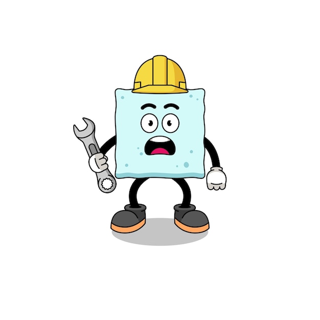 Character illustration of sugar cube with 404 error character design