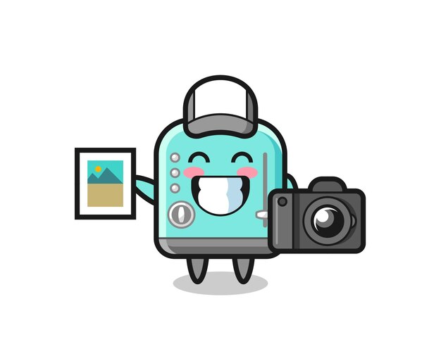 Character illustration of toaster as a photographer