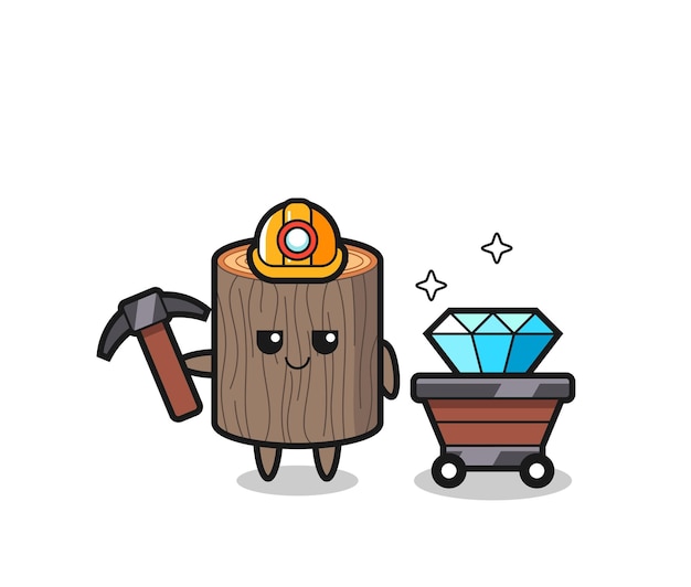 Character Illustration of tree stump as a miner