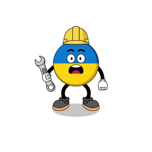 Character Illustration of ukraine flag with 404 error character design