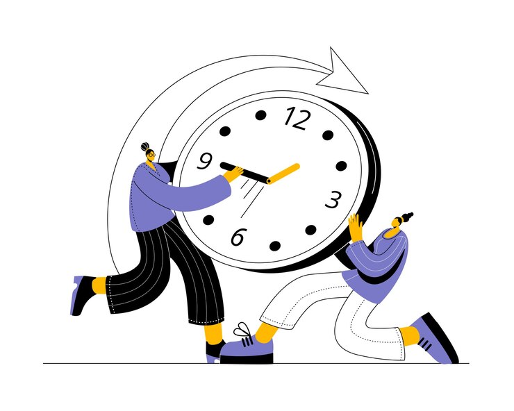 Vector the character is trying to stop time vector illustration concept on the topic of time management
