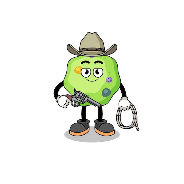 Character mascot of amoeba as a cowboy