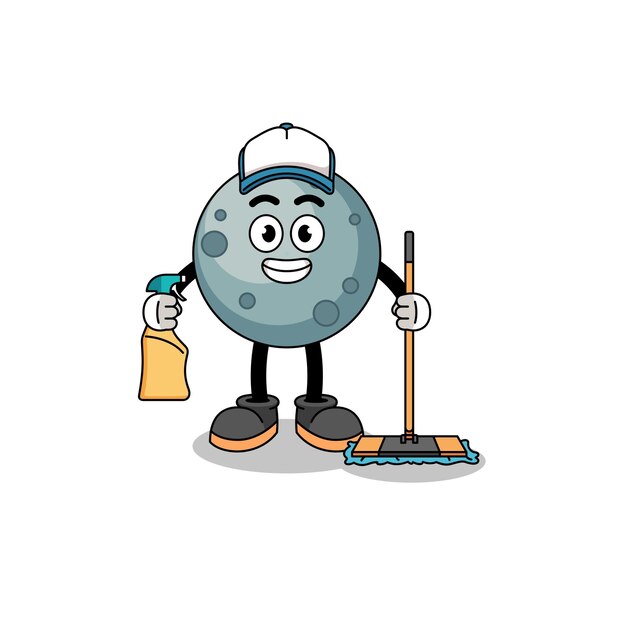 Vector character mascot of asteroid as a cleaning services